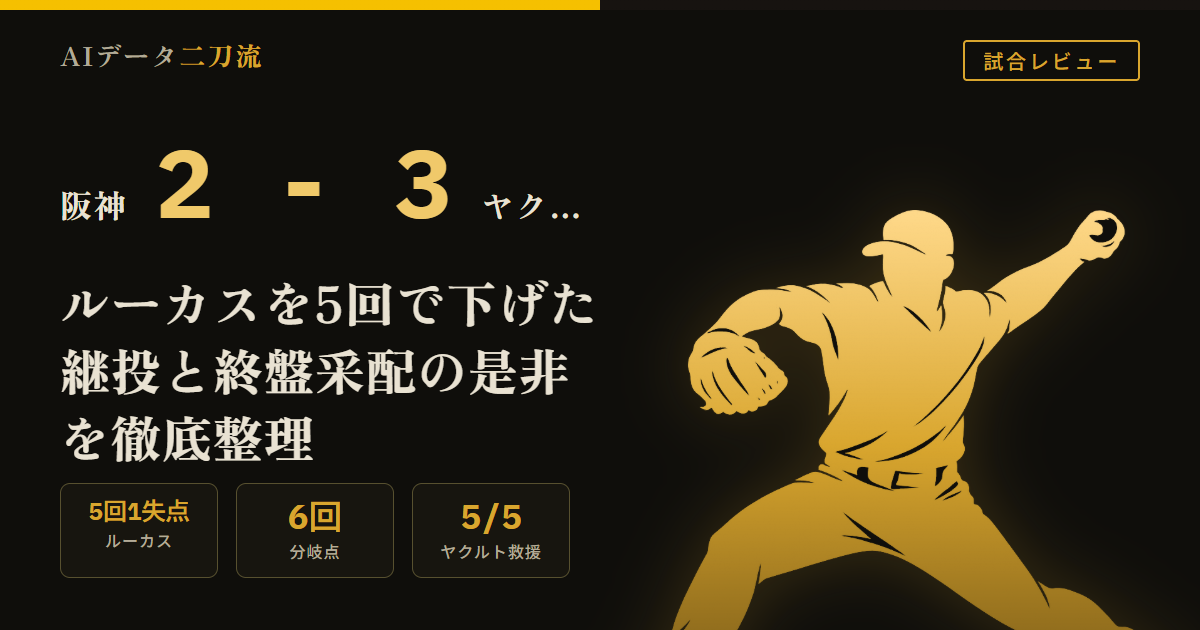 阪神2-3ヤクルト