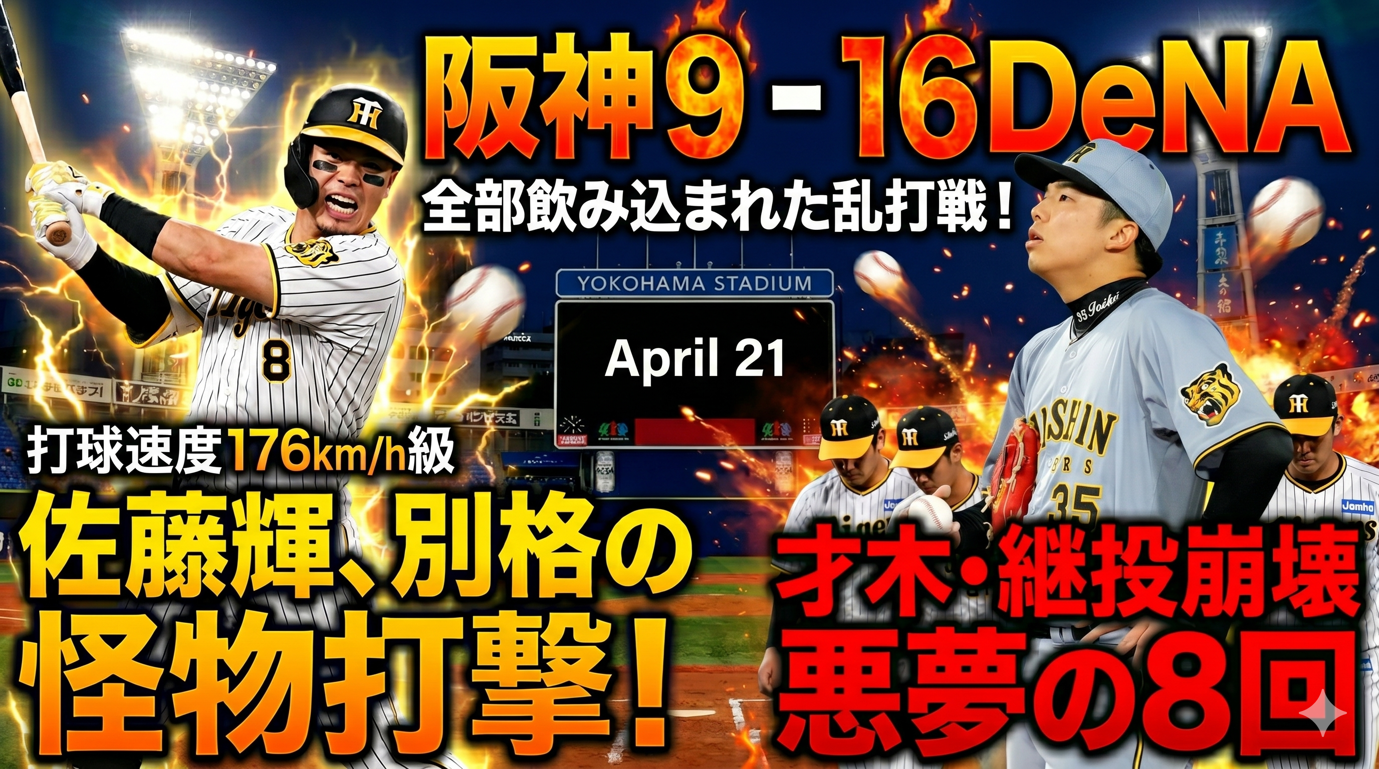 阪神9-16DeNA 4月21日 乱打戦
