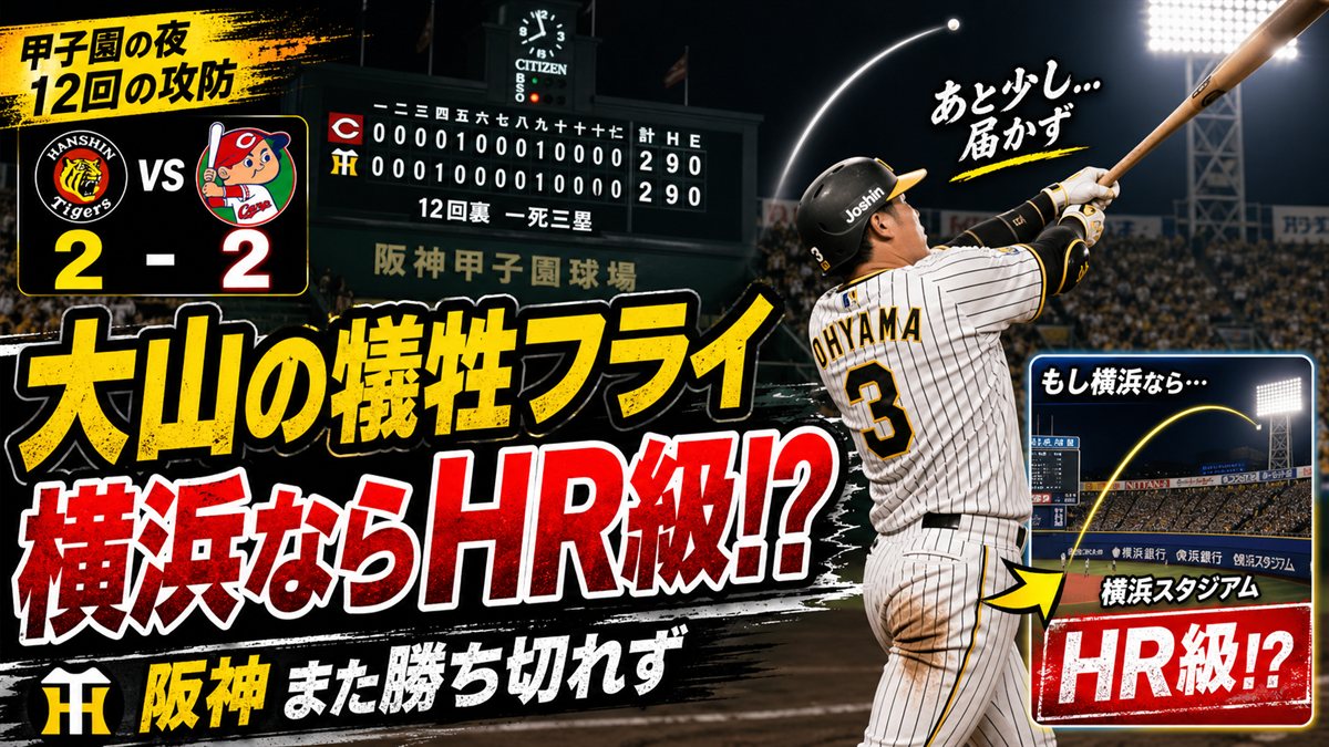 阪神10安打8四死球で適時打ゼロ。大山悠輔のHR級犠飛に詰まった勝ち切れない理由